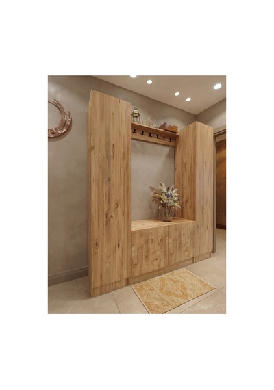 Karnaval Portmanto P9102-6 Çam - 4 Kapaklı Askılık Portmanto - Vestiyer - Ayakkabılık