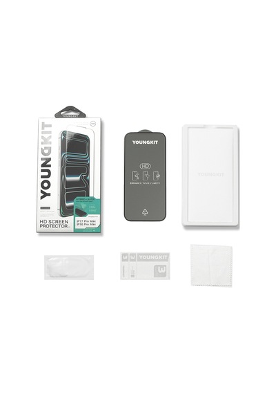 Apple Apple iPhone 16 Pro Uyumlu Youngkit 2.5d Parmak İzi Bırakmayan 0.33mm Temperli Cam Ekran Koruyucu Şeffaf
