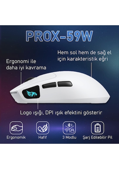 Gameagle PROX-59W Ultra Hafif Kablosuz 3 Mode Optik Oyuncu Mouse