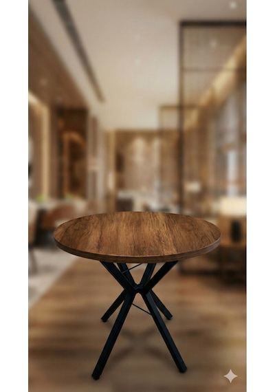 70 Cm Siyah Metal Ayak 2-3 Kişilik Yuvarlak Masa Mutfak Masası Balkon Masası Kafe Masası Ofis Masası Barok Ceviz