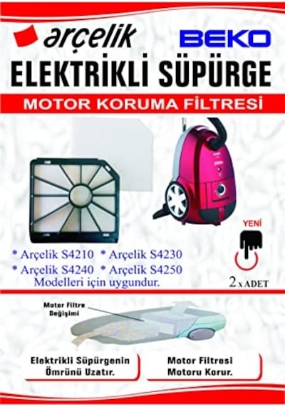 Arçelik İle Uyumlu S 4210 4230 4240 4250 Süpürge Motor Koruma Filtresi 2'li Genel