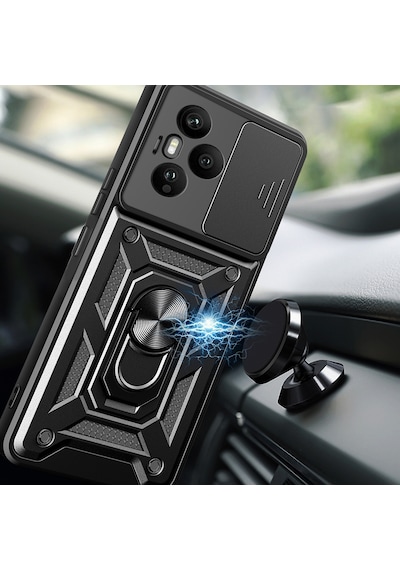 Nourthkiingdom Honor 400 Pro Kılıf Magnetik Standlı Kamera Korumalı Zore Sürgülü Vega Kapak - Mavi Mavi