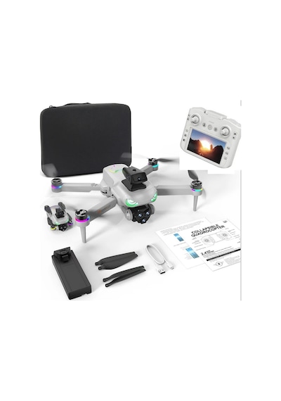 R08 Kumandadan Ekranlı Drone Çift Kamera Yedek Bataryalı App Kontrollü Quadcopter