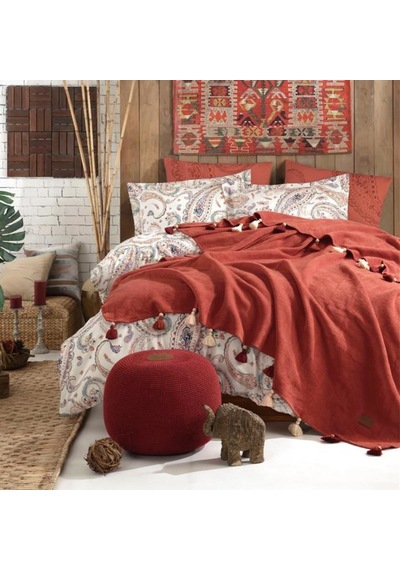 İyi Geceler İstanbul Boho Chic Çift Kişilik Battaniyeli Tarçın Nevresim Takımı Tarçın