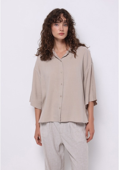 Colin's Colins Relaxed Fit Shirt Neck Düz Kadın Bej ¾ Kol Gömlek Cl1073929 Q1.v1 Lbg Lıght Beıge