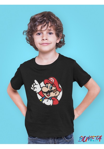 Bumeta Süper Mario Atari Çocuk Tişört T-shirt Siyah