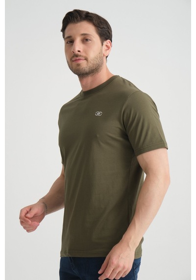 Shooter Sportwear Shooter Erkek T-shirt Nefes Alabilen Esnek Pamuklu Kumaş Regular Kalıp Minimal Logolu Haki