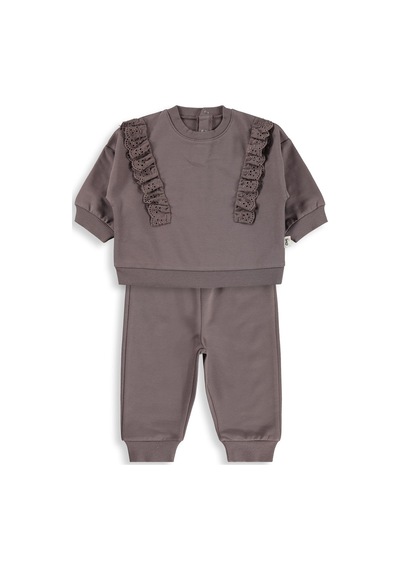 Civil Baby Fırfırlı Basic 6-18 Ay Takım - Kahve