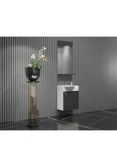 Lale Banyo Dolabı Takımı 45 Cm Antrasit Gri Mat Antrasit - Gri
