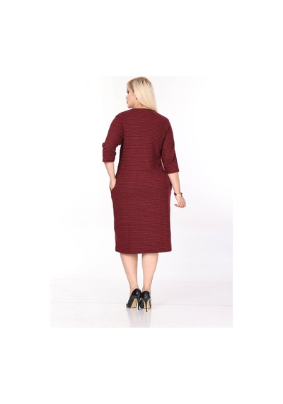 Çift Cepli Desenli Esnek Kışlık Büyük Beden Midi Elbise 45a-2699 Desenli