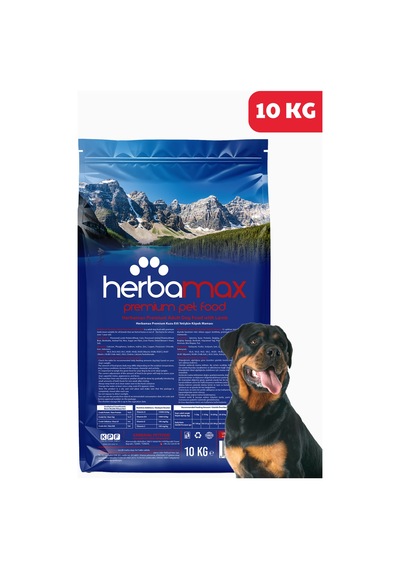 Herbamax Kuzu Etli ve Pirinçli Yetişkin Köpek Maması 10 KG