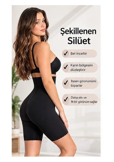 Perafit Lazer Paçalı Korse Siyah