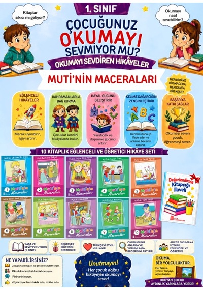 1.sınıflar İçin En Çok Okutan 10'lu Hikaye Seti