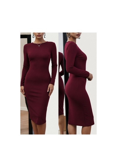Butik İstanbul Kadın Uzun Kollu Sırttan Dantel Detaylı Midi Ithal Krep Elbise Bordo Butik İstanbul Kadın Uzun Kollu Sırttan Dantel Detaylı Midi Ithal Krep Elbise Bordo