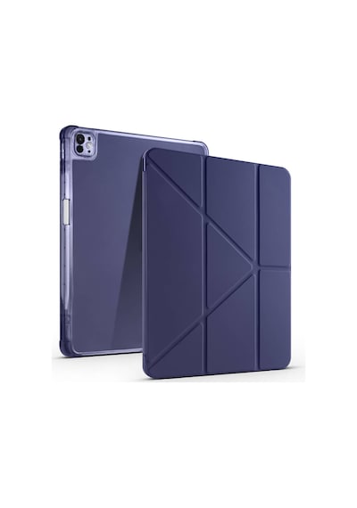 Maks Technology iPad Uyumlu Pro 13 2024 Kılıf Mkst Tri Folding Kalem Bölmeli Standlı Kılıf - Lacivert Tablet Kılıfı