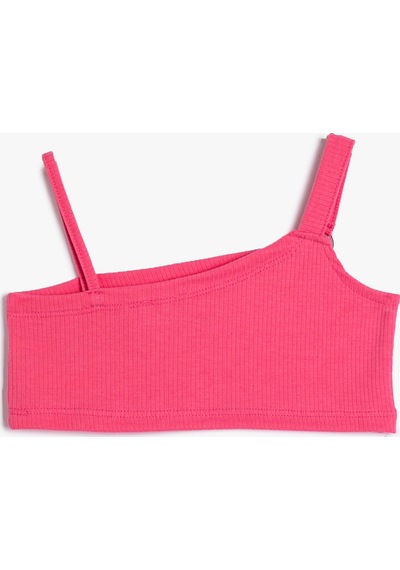 Koton Crop Üst Slim Ribanalı Tek Omuz Toka Detaylı Pembe 3skg30110ak 3SKG30110AK274 Pembe