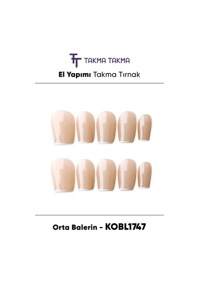 10'lu Ten Orta Balerin Kobl1747 Tekrar Kullanılabilir El Yapımı Protez Takma Tırnak L