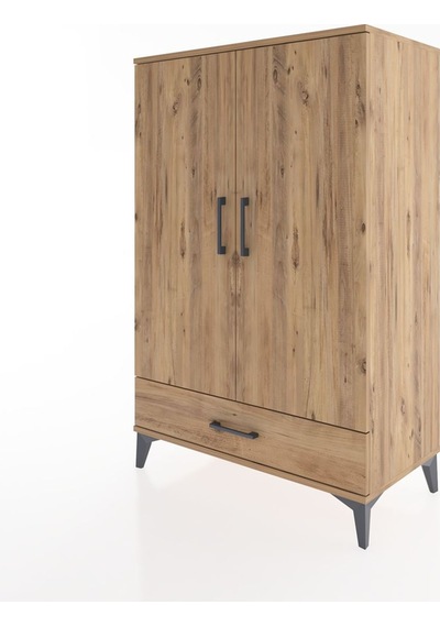 Hyperion Dolap Tek Raflı Tek Çekmeceli Tek Askılı 88x44x134 Çam-çam Atlas Çam