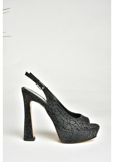 Fox Shoes U246483014 Siyah Sim Kalın Topuklu Kadın Abiye Ayakkabı Siyah
