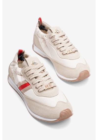 Mubiano Kadın Paraşüt Sneaker Süet Detaylı Taş Aksesuarlı Günlük Spor Ayakkabı Leya Bej