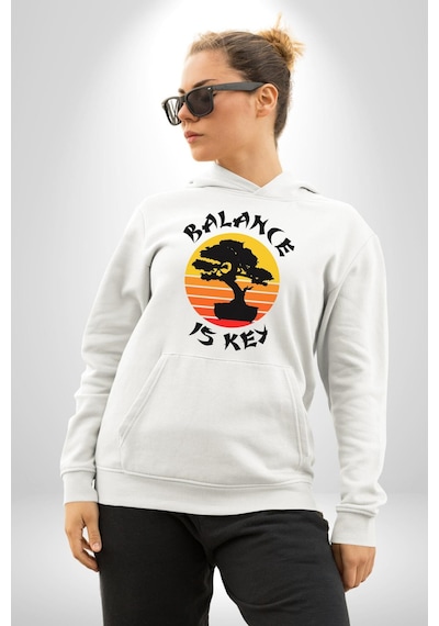 Karete Çocuk Bonsai Kadın Erkek Beyaz Kapüşonlu Sweatshirt Hoodie Beyaz