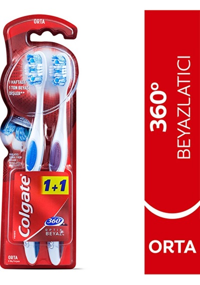 4 Adet Colgate Diş Fırçası 360 Optik Beyaz Beyazlatıcı Orta 1+1