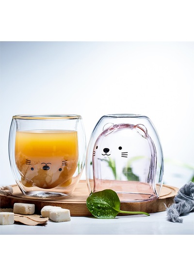Sevimli Kedi Çidarlı Cam Bardak Siyah