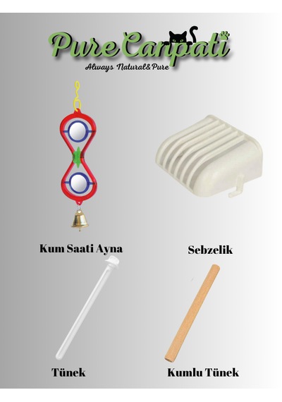 Purecanpati Aynalı Kum Saati Şekilli Oyuncak Ve Kafes Aksesuarset