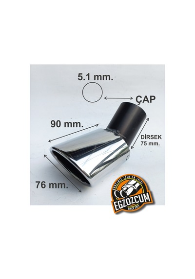 51 Mm. Dirsek 90 Mm Çıkışlı Yassı Kesik Tekli Krom Egzoz Ucu Eksoz
