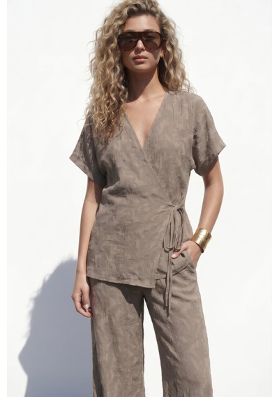 Sateen Lily Kimono - Vizon-137522 VİZON