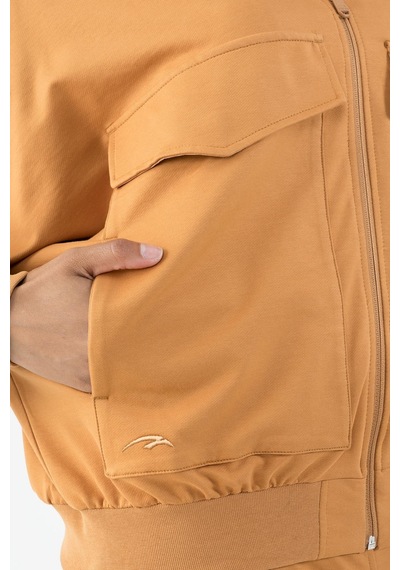 Maraton Sportswear Oversize Kadın Dik Yaka Uzun Kol Basic Karamel Tracktop 22176-karamel Karamel