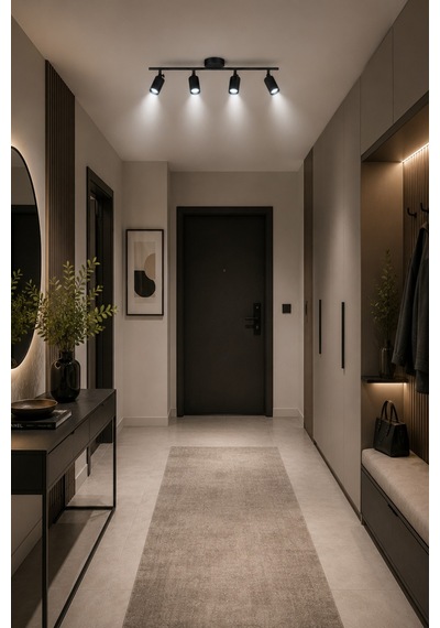 Spoty 4'lü Siyah Renkli Beyaz Işık Modern Tasarım Salon - Mutfak - Banyo Spot Sıralı Avize