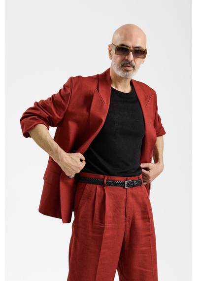 Antioch Keten Karışımlı Erkek Baggy Pantolon Kiremit