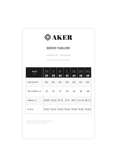 Aker Beli Lastikli Keten Pantolon Mavi Mavi