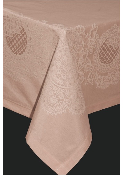Pano Lace Pamuklu Masa Örtüsü 8 Kişilik 150x220 Cm Masa Örtüsü Bej