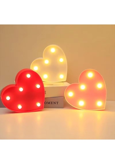 Lexroo Romantik Kalp Şeklinde Led Masa Lambası, Dekoratif Işık, Sevgililer Günü Hediyesi Çok Renkli