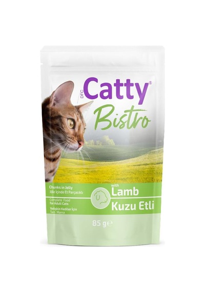 Catty Bistro Jöle İçinde Et Parçacıklı Kuzu Etli Yetişkin Kedi Konservesi 85 Gr