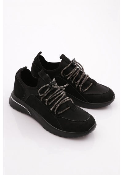 Dgn 221 Kadin Taş Bağcikli Sneaker Ayakkabi 221-2494-R1690 Siyah