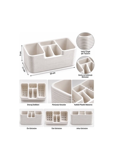 Modern Diş Fırçası Diş Macunu Vb. Çok Amaçlı Organizer 3 D Tasarım Beyaz Beyaz