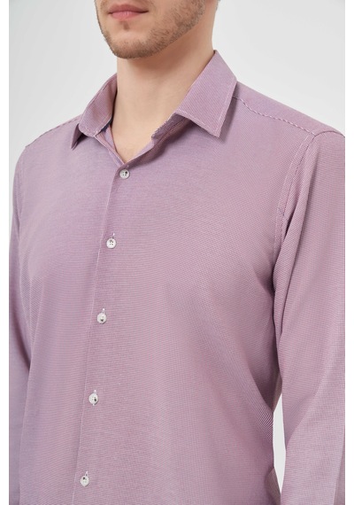 Morven Erkek Kırmızı Slim Fit Desenli Gömlek 24mc004095550 Kırmızı