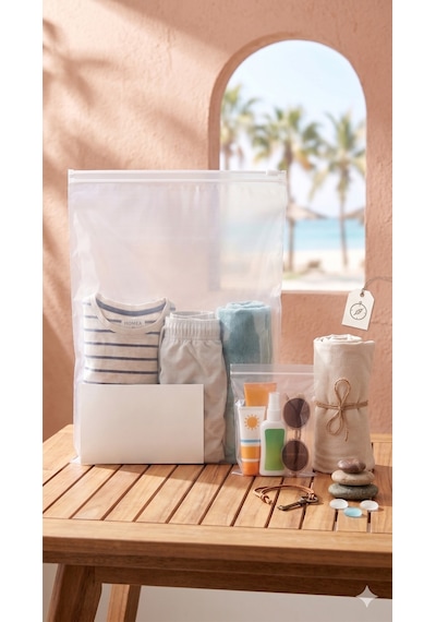 10 Lu Fermuarlı Organizer Çanta Seti 30x40cm Çok Amaçlı Makyaj, Seyahat Ve Düzenleme Çantası Şeffaf