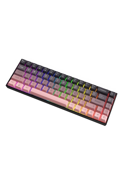 Ak680 Kahverengi Switch Hot-swap Kablolu Mekanik Oyuncu Klavye - Pembe