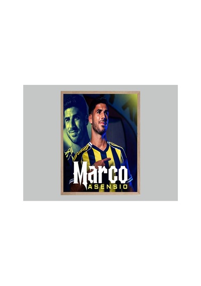 Marco Asensio Sarı Lacivert Doğal Ahşap Çerçeveli Tablo Çok Renkli - 867721938 Çok Renkli