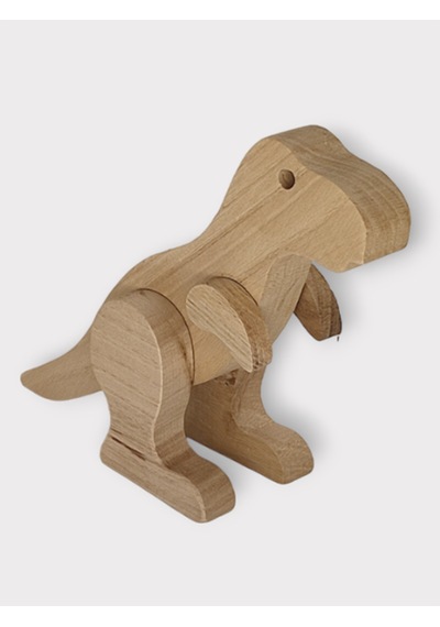 Cwwtoys T-rex Boyasız Ahşap Dinozor Oyuncağı, Masif Kayın, 18 Ay+