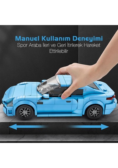 Reobrix Technic 824 1/24 Granturismo Maserati Mavi Spor Araba Yaratıcı Yapı Blok Seti Building Blocks - 384 Parça