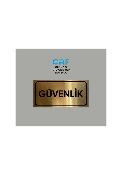 Gold Aluminyum Kapı İsimliği Güvenlik Yazılı Arkası Yapışkanlı 10x20 Cm