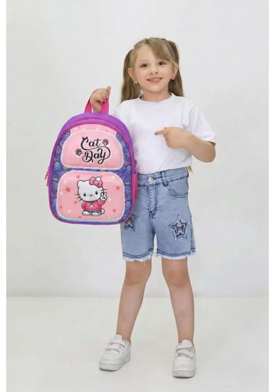 Hello Kitty Kız Çocuk Anaokulu Okul Çantası Pembe Mor Kreş Ve Okul Öncesi Sırt Çantası Yeni Sezon