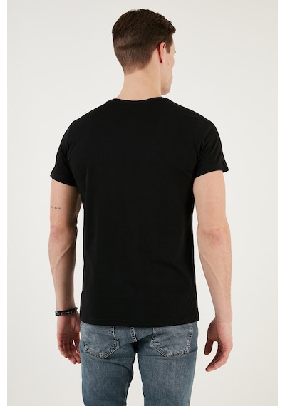 Buratti Pamuklu Slim Fit Bisiklet Yaka Yazılı Erkek T Shirt 541Enjoy Siyah