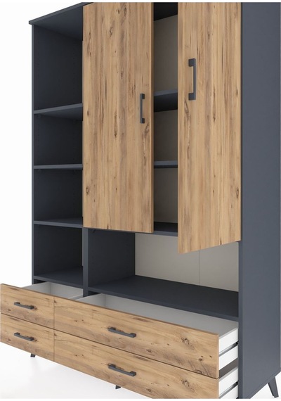 Hyperion Dolap 8 Raflı 4 Çekmeceli 2 Kapaklı 132x44x195 Antrasit-çam/çam Atlas Çam/atlas Çam - Antrasıt Hyperion Dolap 8 Raflı 4 Çekmeceli 2 Kapaklı 132x44x195 Antrasit-çam/çam Atlas Çam/atlas Çam - Antrasıt