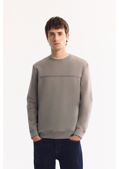 Avva Erkek Gri Bisiklet Yaka Pamuklu Bi-stretch Baskılı Regular Fit Sweatshirt A52y1325